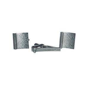 Vintage Swank Etched Silver Tone Cufflinks & Tie Bar Set (5895)